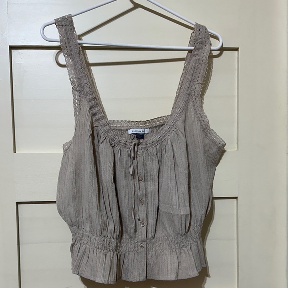 American Eagle Outfitters Tops - American Eagle Outfitters Taupe Button-Down Blouse